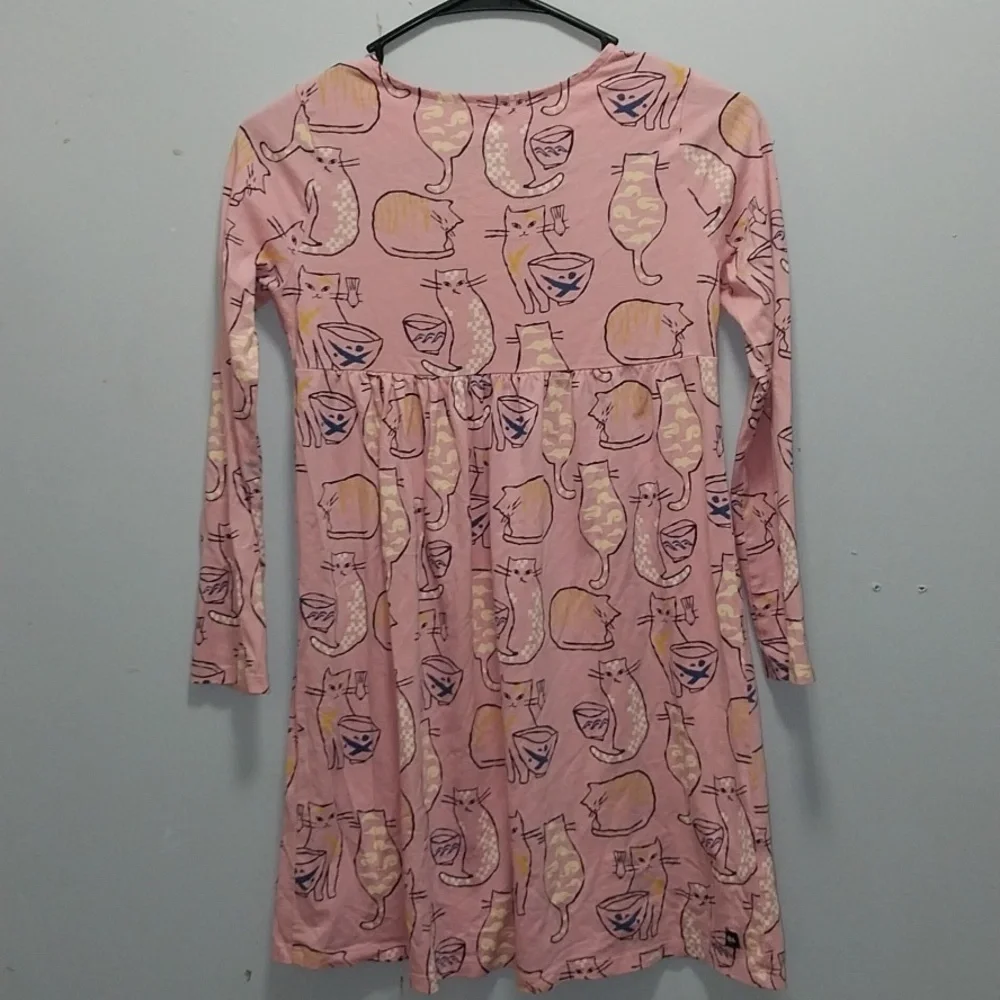 Tea Collection Pink Cat Graphic Long Sleeve Dress 12